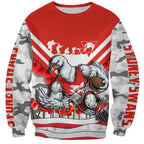 Personalised Sydney Swans ANZAC Sweatshirt Military Remembrance Australian Football Mascot Camouflage
