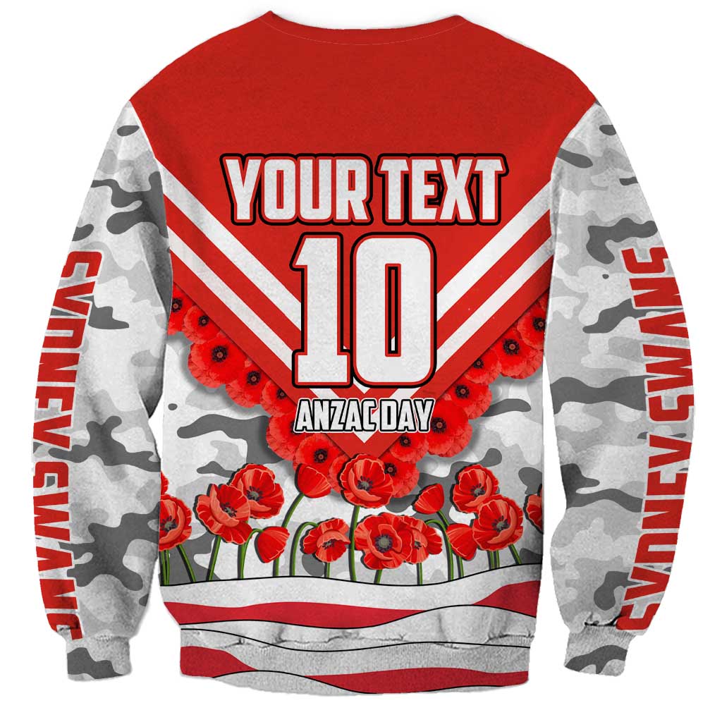Personalised Sydney Swans ANZAC Sweatshirt Military Remembrance Australian Football Mascot Camouflage