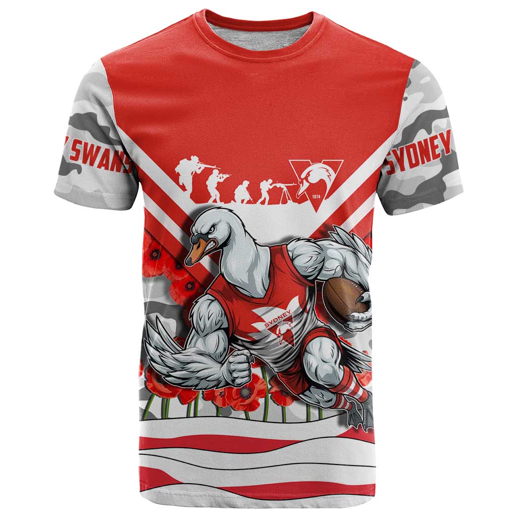 Personalised Sydney Swans ANZAC T Shirt Military Remembrance Australian Football Mascot Camouflage