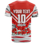Personalised Sydney Swans ANZAC T Shirt Military Remembrance Australian Football Mascot Camouflage