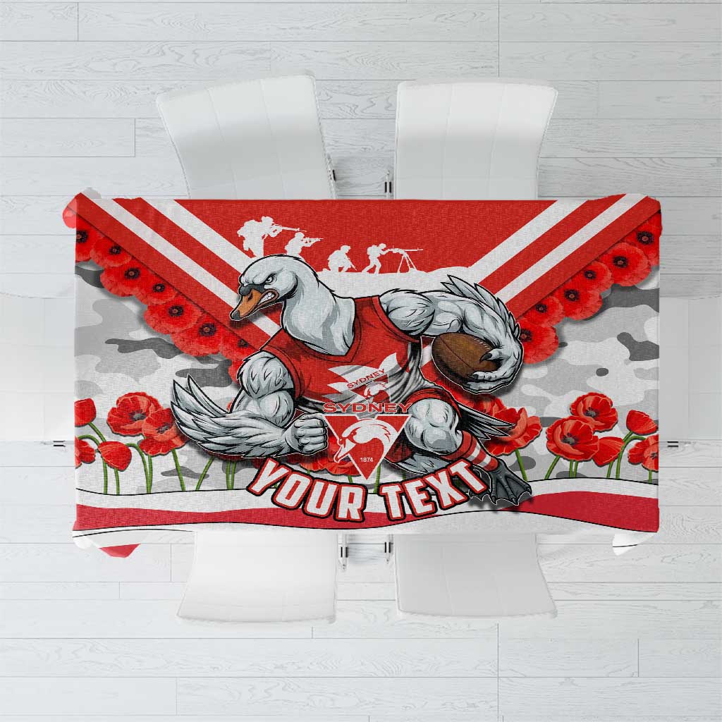 Personalised Sydney Swans ANZAC Tablecloth Military Remembrance Australian Football Mascot Camouflage