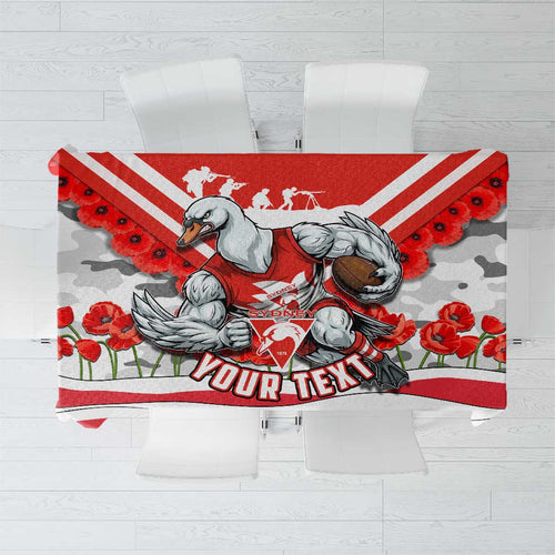 Personalised Sydney Swans ANZAC Tablecloth Military Remembrance Australian Football Mascot Camouflage