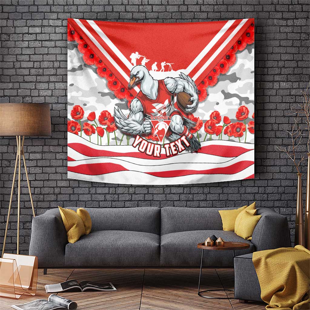 Personalised Sydney Swans ANZAC Tapestry Military Remembrance Australian Football Mascot Camouflage