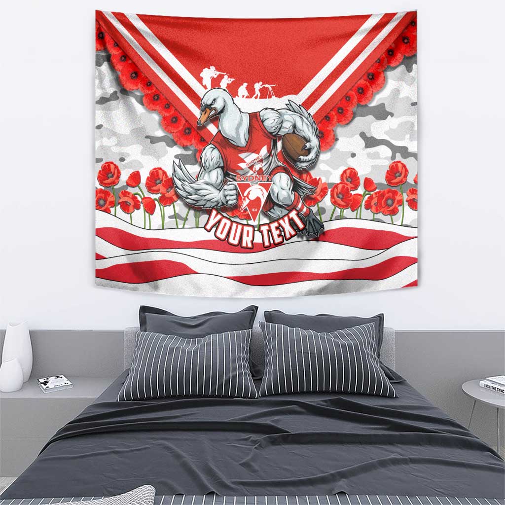 Personalised Sydney Swans ANZAC Tapestry Military Remembrance Australian Football Mascot Camouflage