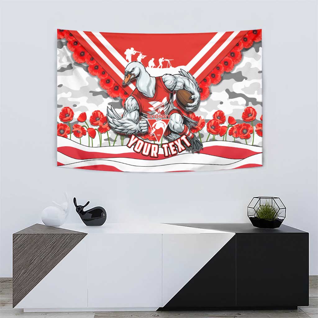 Personalised Sydney Swans ANZAC Tapestry Military Remembrance Australian Football Mascot Camouflage