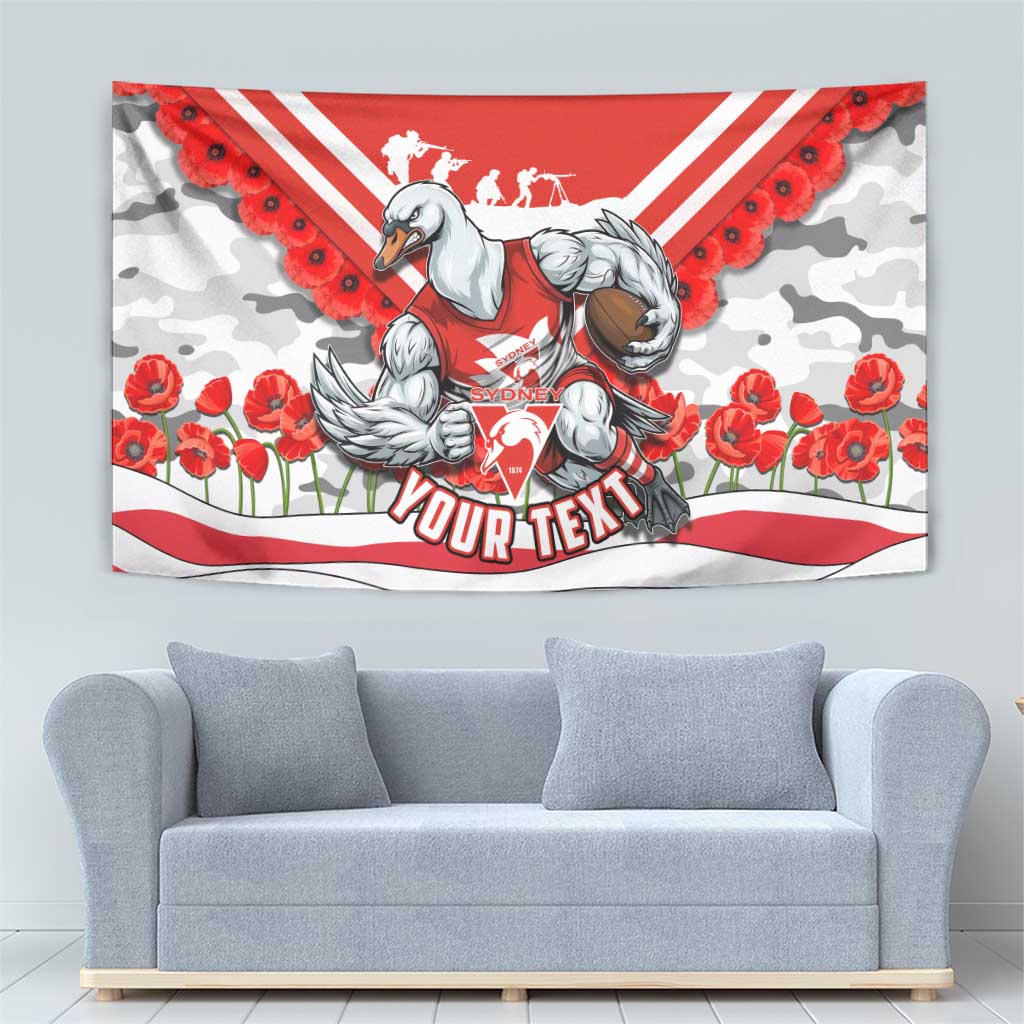 Personalised Sydney Swans ANZAC Tapestry Military Remembrance Australian Football Mascot Camouflage