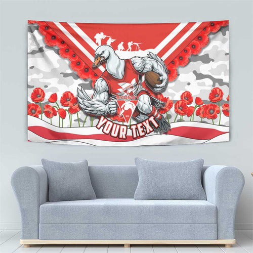 Personalised Sydney Swans ANZAC Tapestry Military Remembrance Australian Football Mascot Camouflage