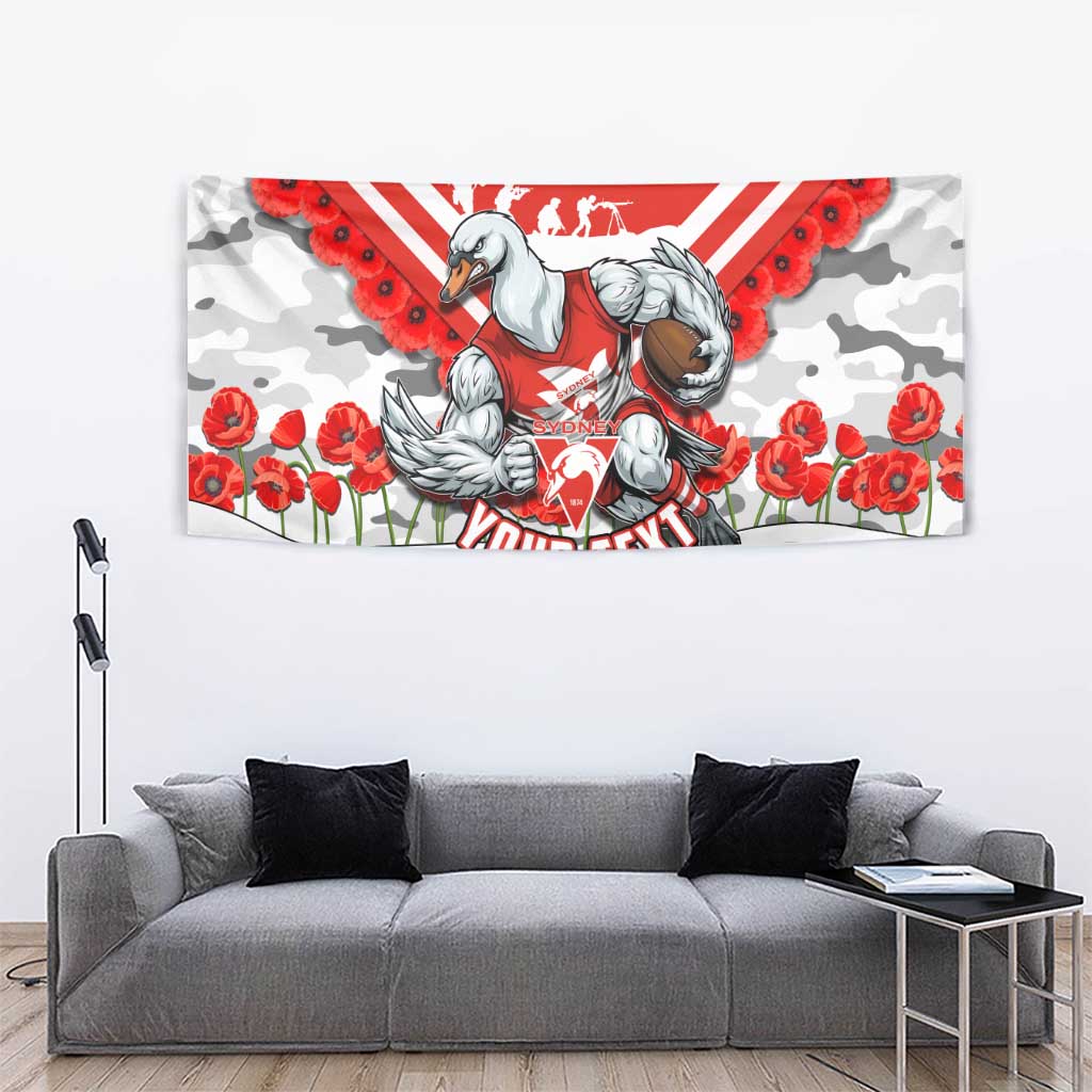 Personalised Sydney Swans ANZAC Tapestry Military Remembrance Australian Football Mascot Camouflage