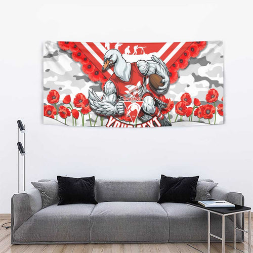 Personalised Sydney Swans ANZAC Tapestry Military Remembrance Australian Football Mascot Camouflage