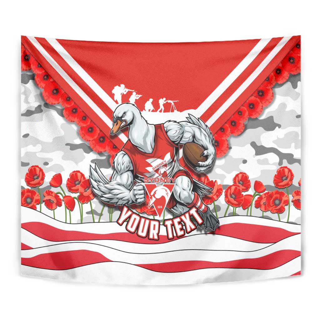 Personalised Sydney Swans ANZAC Tapestry Military Remembrance Australian Football Mascot Camouflage