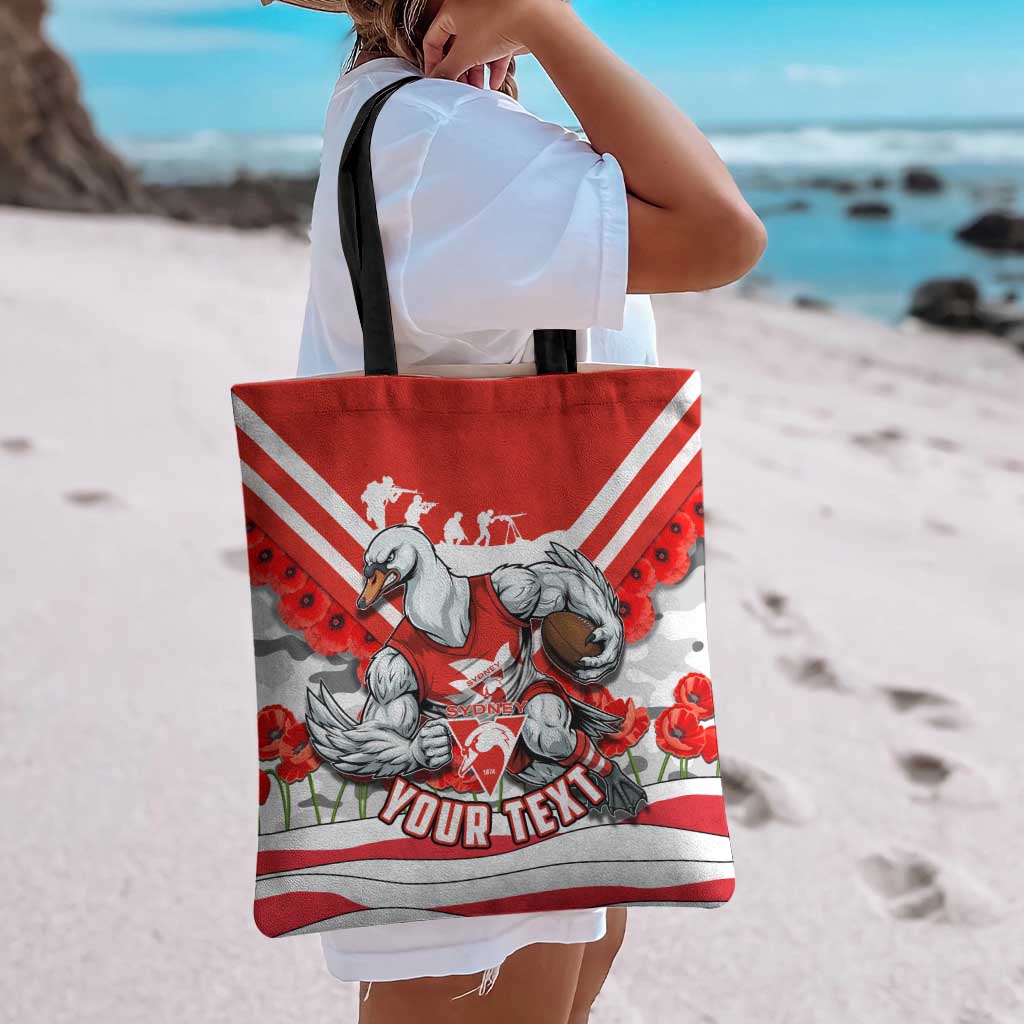 Personalised Sydney Swans ANZAC Tote Bag Military Remembrance Australian Football Mascot Camouflage