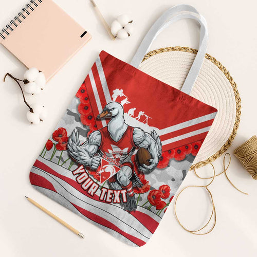Personalised Sydney Swans ANZAC Tote Bag Military Remembrance Australian Football Mascot Camouflage