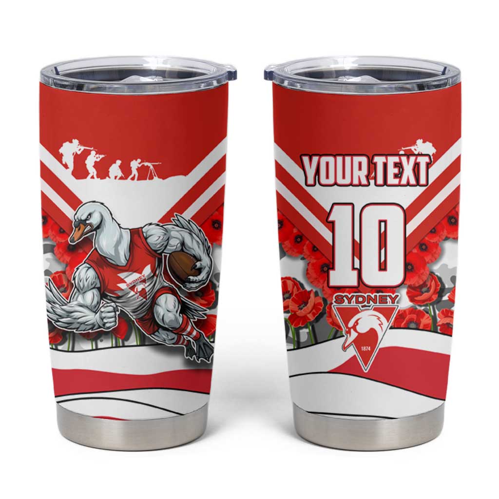 Personalised Sydney Swans ANZAC Tumbler Cup Military Remembrance Australian Football Mascot Camouflage