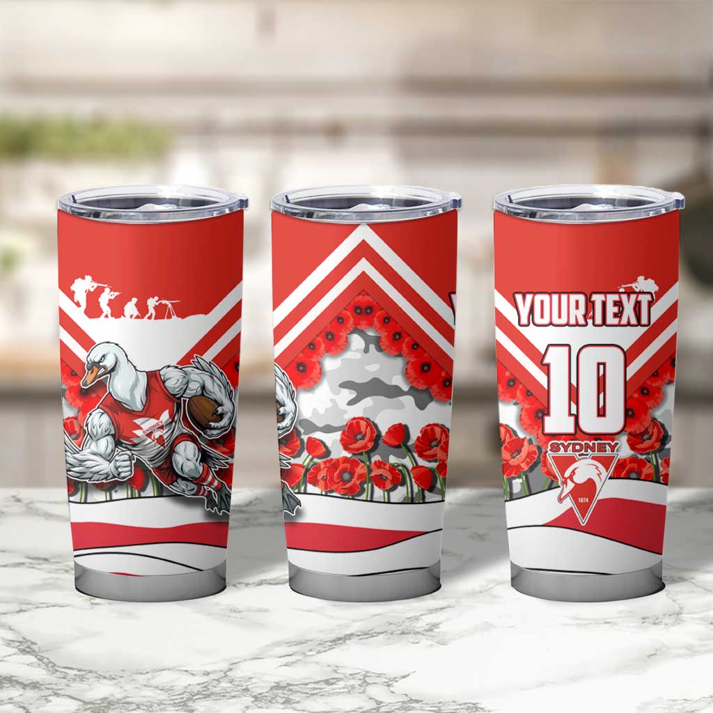 Personalised Sydney Swans ANZAC Tumbler Cup Military Remembrance Australian Football Mascot Camouflage