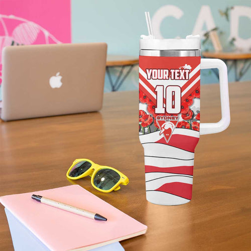 Personalised Sydney Swans ANZAC Tumbler With Handle Military Remembrance Australian Football Mascot Camouflage