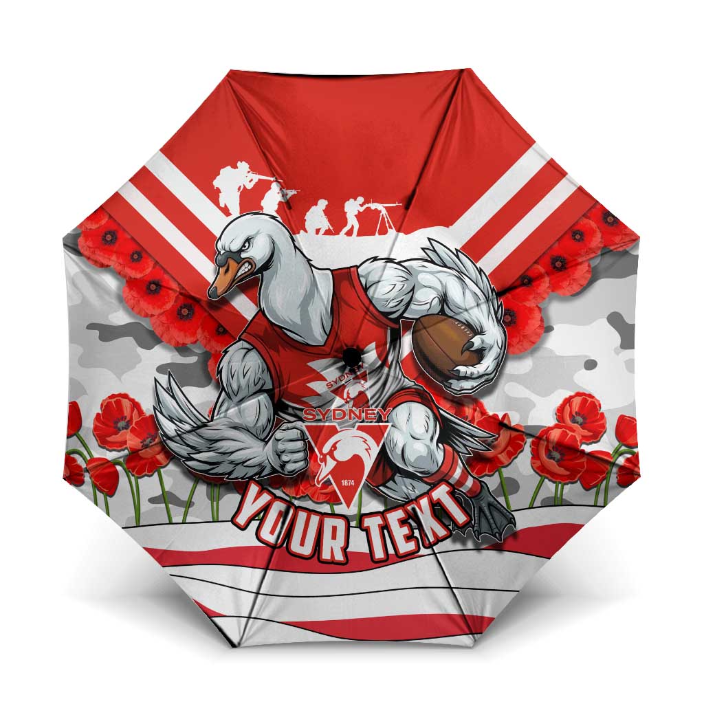 Personalised Sydney Swans ANZAC Umbrella Military Remembrance Australian Football Mascot Camouflage