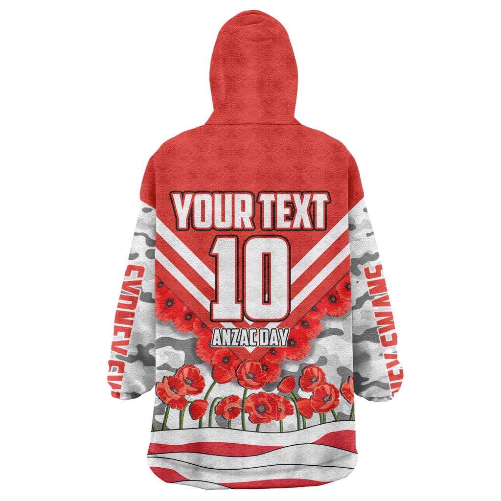 Personalised Sydney Swans ANZAC Wearable Blanket Hoodie Military Remembrance Australian Football Mascot Camouflage