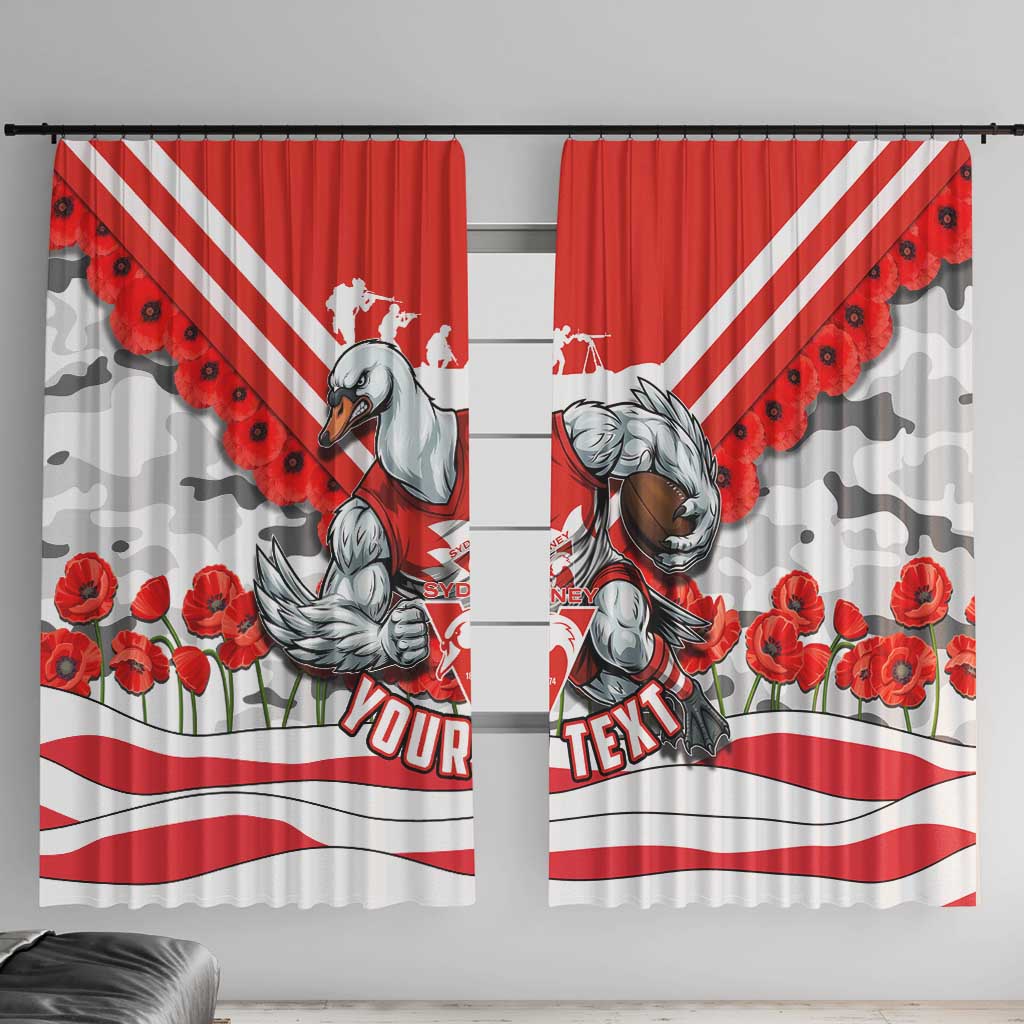 Personalised Sydney Swans ANZAC Window Curtain Military Remembrance Australian Football Mascot Camouflage