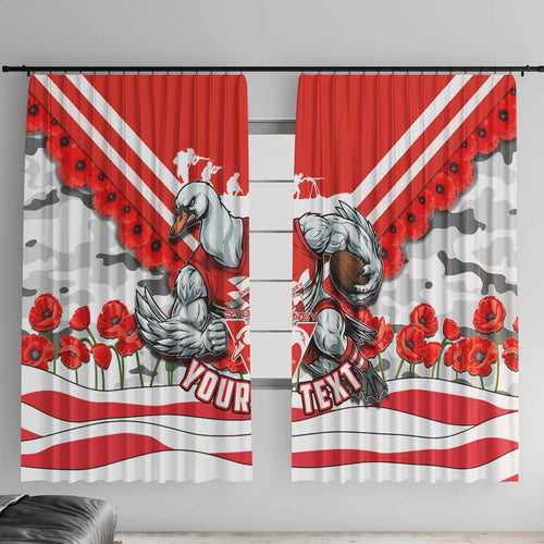 Personalised Sydney Swans ANZAC Window Curtain Military Remembrance Australian Football Mascot Camouflage