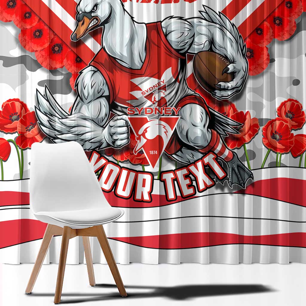 Personalised Sydney Swans ANZAC Window Curtain Military Remembrance Australian Football Mascot Camouflage