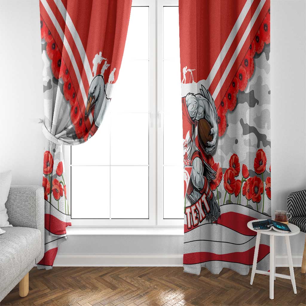 Personalised Sydney Swans ANZAC Window Curtain Military Remembrance Australian Football Mascot Camouflage