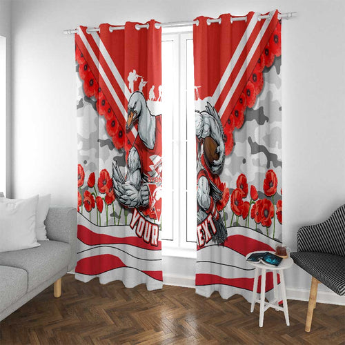 Personalised Sydney Swans ANZAC Window Curtain Military Remembrance Australian Football Mascot Camouflage