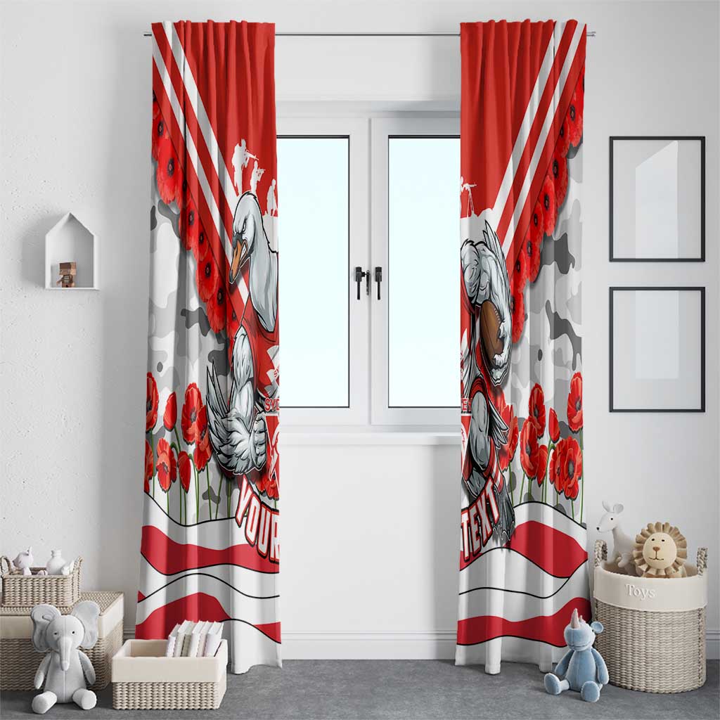 Personalised Sydney Swans ANZAC Window Curtain Military Remembrance Australian Football Mascot Camouflage