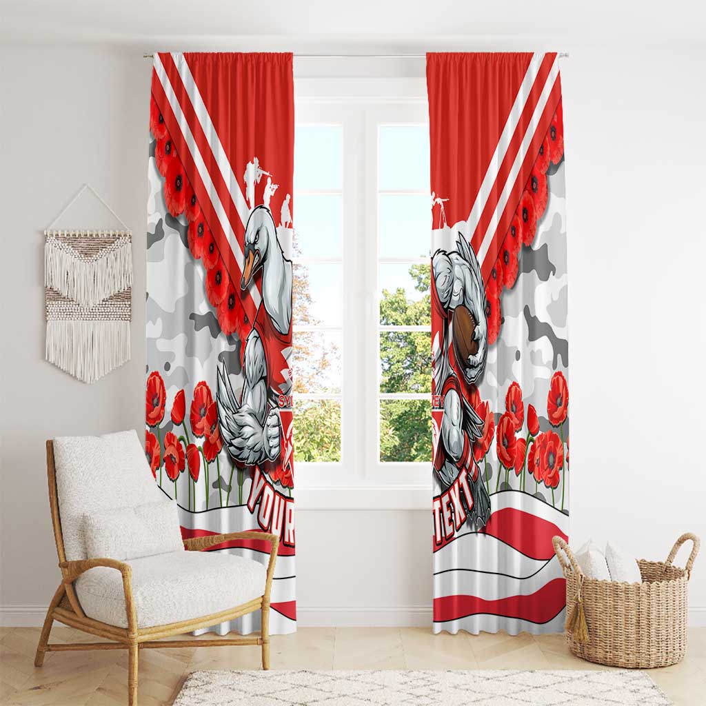 Personalised Sydney Swans ANZAC Window Curtain Military Remembrance Australian Football Mascot Camouflage