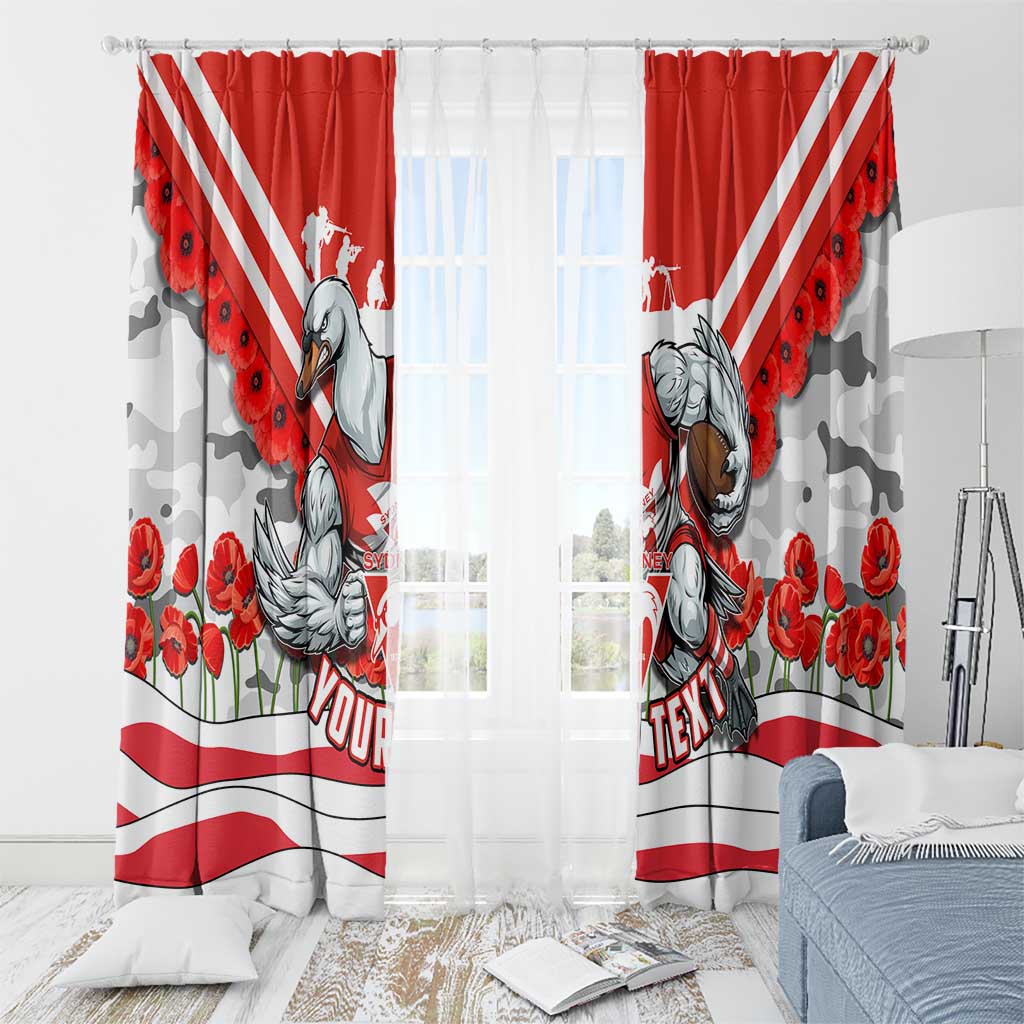 Personalised Sydney Swans ANZAC Window Curtain Military Remembrance Australian Football Mascot Camouflage