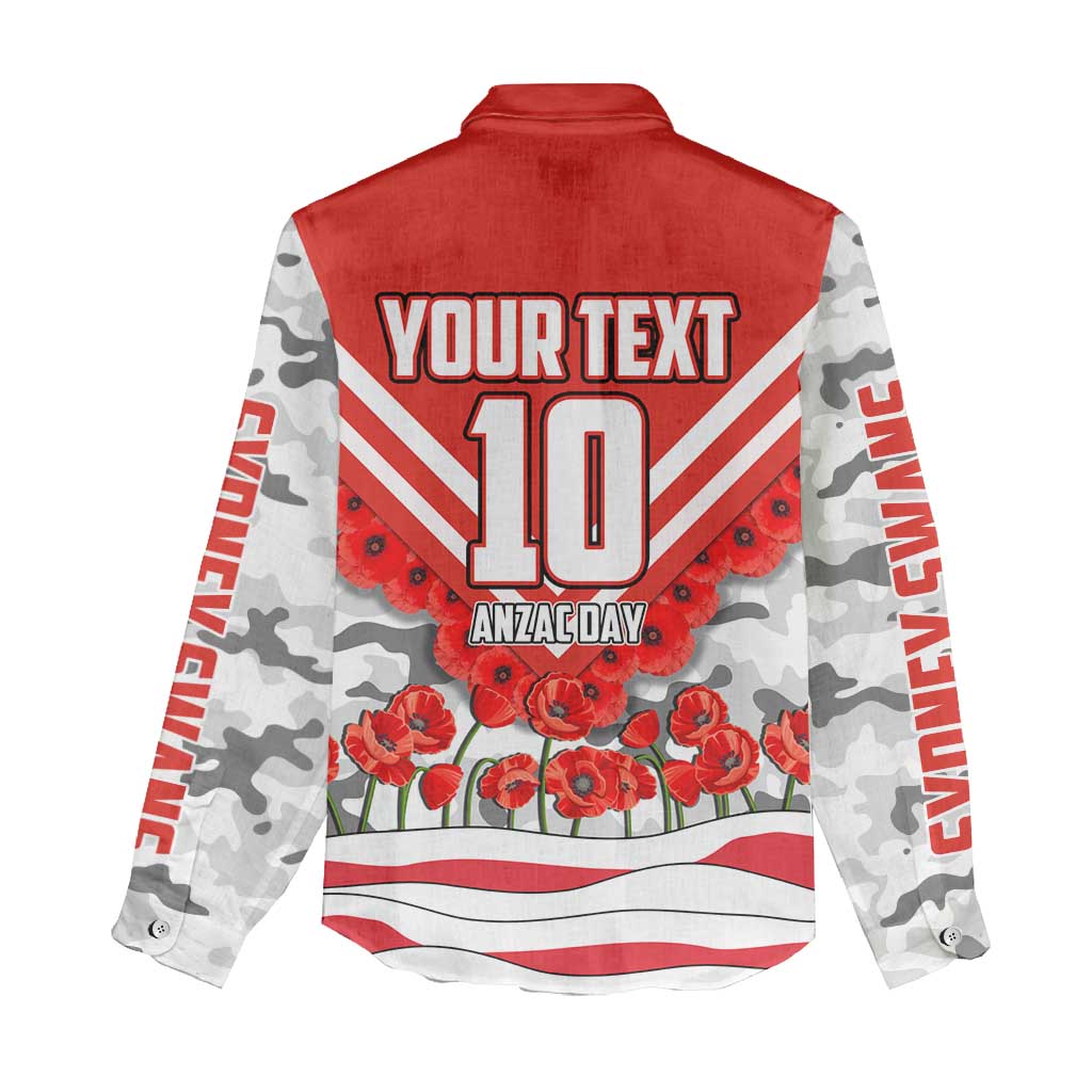 Personalised Sydney Swans ANZAC Women Casual Shirt Military Remembrance Australian Football Mascot Camouflage
