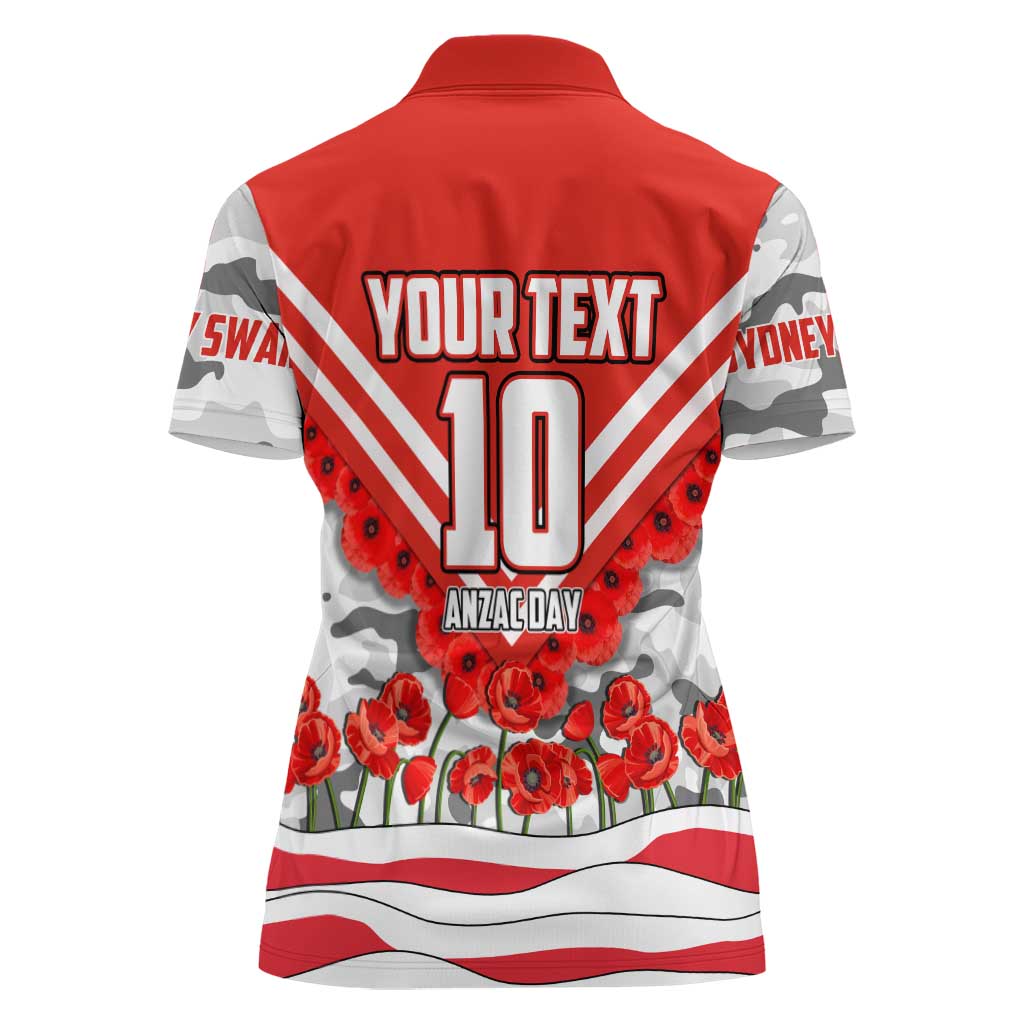 Personalised Sydney Swans ANZAC Women Polo Shirt Military Remembrance Australian Football Mascot Camouflage
