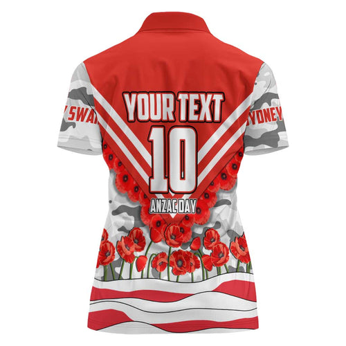 Personalised Sydney Swans ANZAC Women Polo Shirt Military Remembrance Australian Football Mascot Camouflage