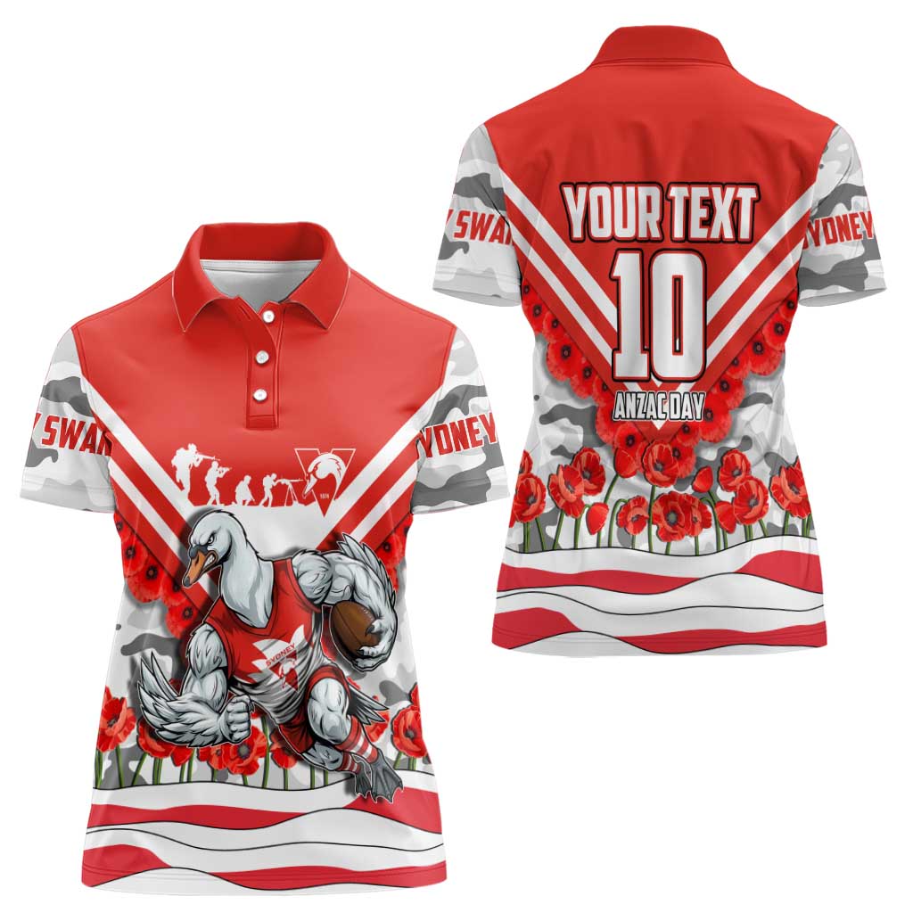 Personalised Sydney Swans ANZAC Women Polo Shirt Military Remembrance Australian Football Mascot Camouflage