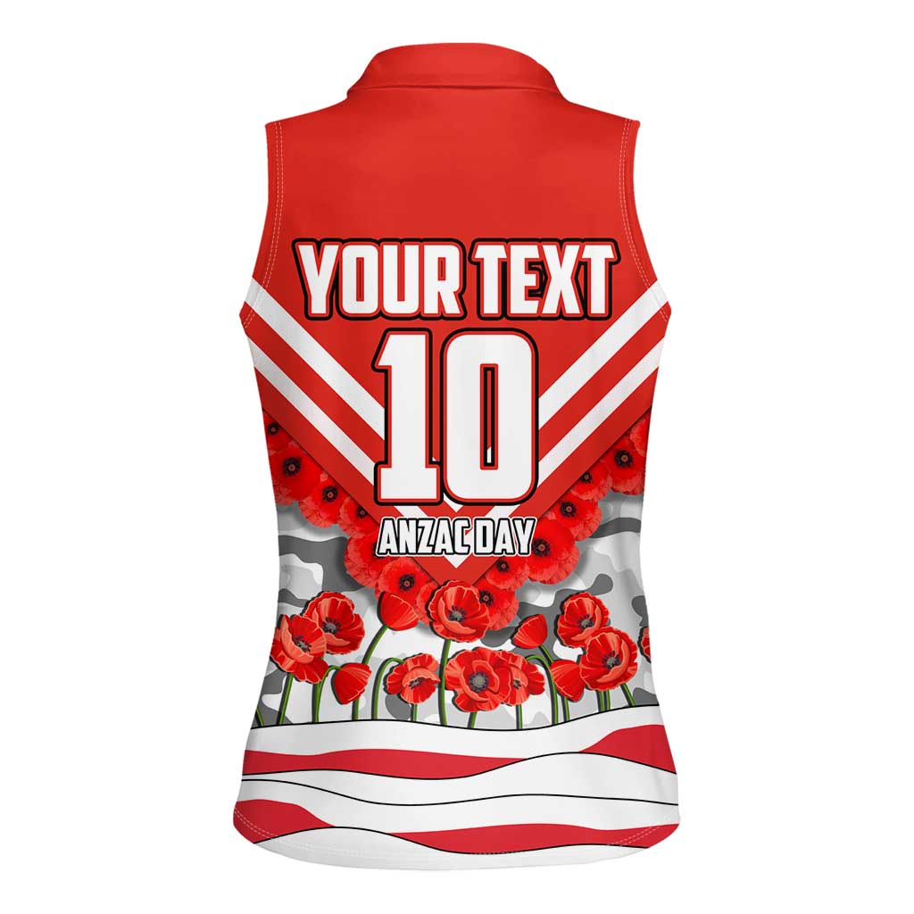 Personalised Sydney Swans ANZAC Women Sleeveless Polo Shirt Military Remembrance Australian Football Mascot Camouflage