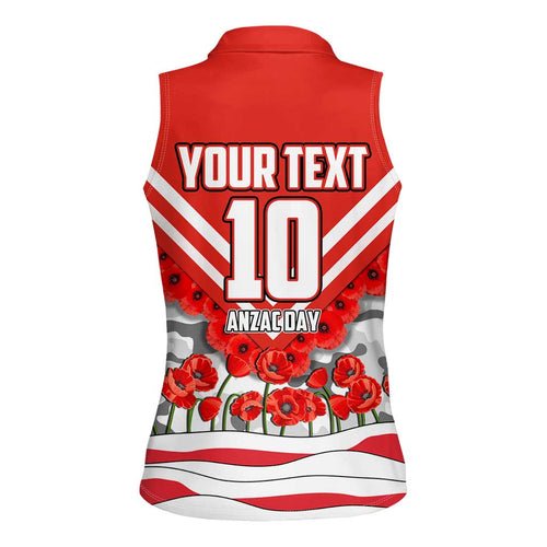 Personalised Sydney Swans ANZAC Women Sleeveless Polo Shirt Military Remembrance Australian Football Mascot Camouflage