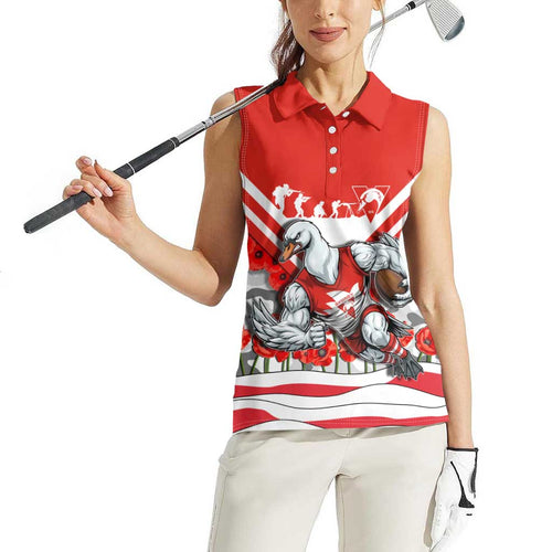 Personalised Sydney Swans ANZAC Women Sleeveless Polo Shirt Military Remembrance Australian Football Mascot Camouflage