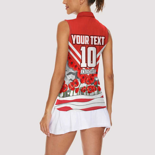 Personalised Sydney Swans ANZAC Women Sleeveless Polo Shirt Military Remembrance Australian Football Mascot Camouflage