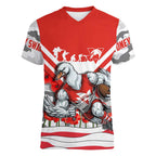 Personalised Sydney Swans ANZAC Women V-Neck T-Shirt Military Remembrance Australian Football Mascot Camouflage
