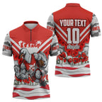 Personalised Sydney Swans ANZAC Zipper Polo Shirt Military Remembrance Australian Football Mascot Camouflage