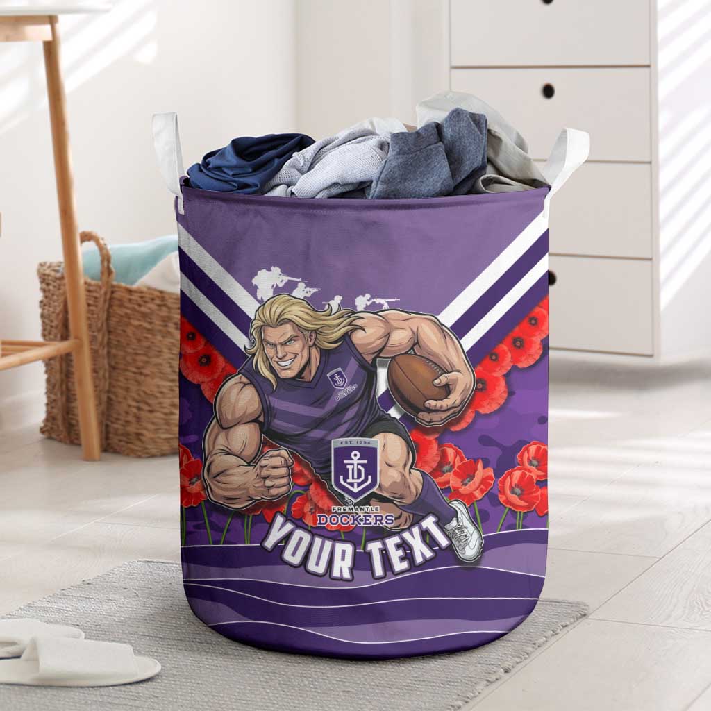 Personalised Fremantle Dockers ANZAC Laundry Basket Military Remembrance Australian Football Mascot Camouflage