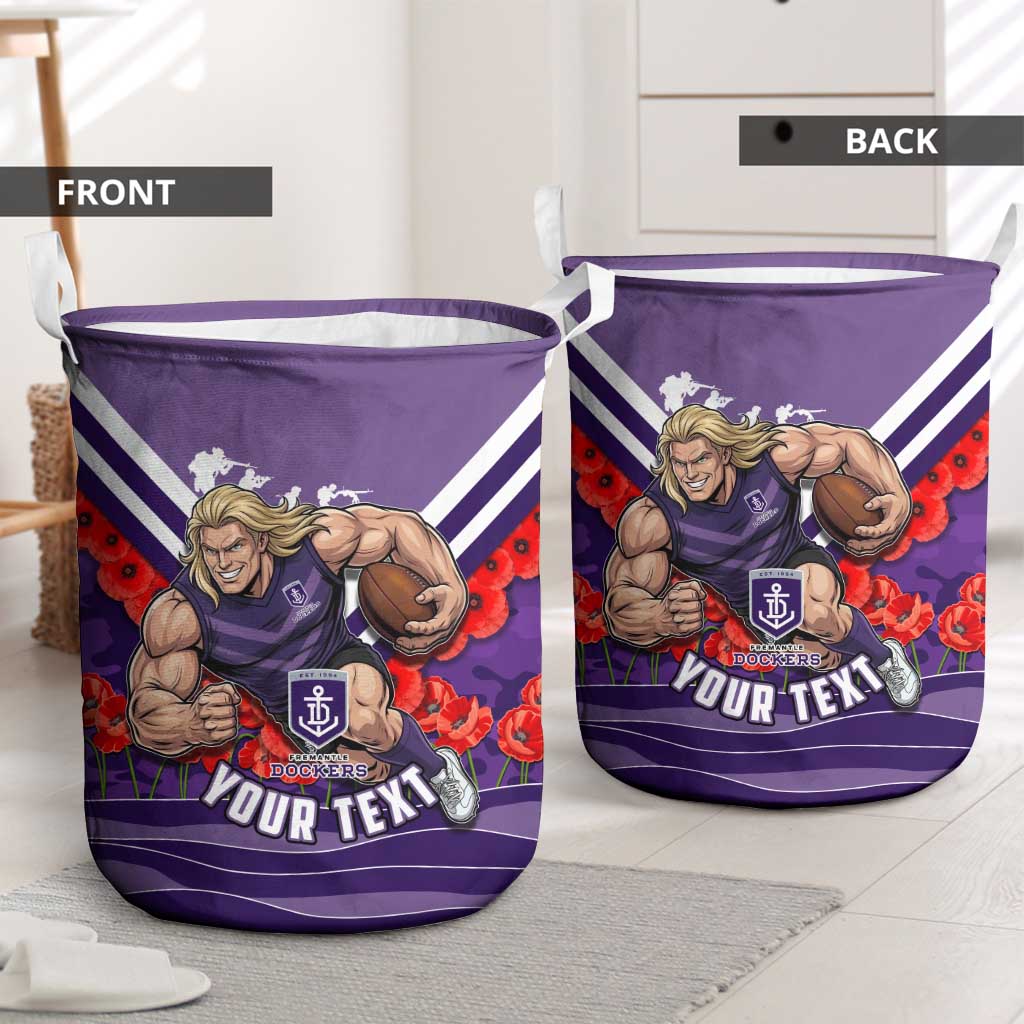 Personalised Fremantle Dockers ANZAC Laundry Basket Military Remembrance Australian Football Mascot Camouflage