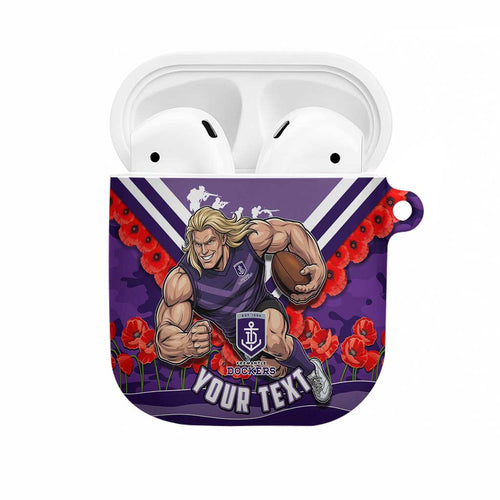 Personalised Fremantle Dockers ANZAC AirPods Case Military Remembrance Australian Football Mascot Camouflage