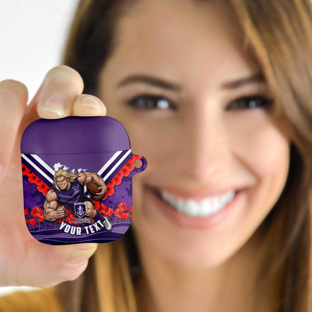 Personalised Fremantle Dockers ANZAC AirPods Case Military Remembrance Australian Football Mascot Camouflage