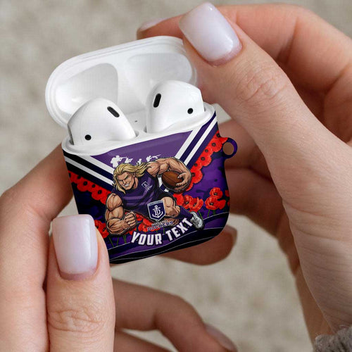 Personalised Fremantle Dockers ANZAC AirPods Case Military Remembrance Australian Football Mascot Camouflage