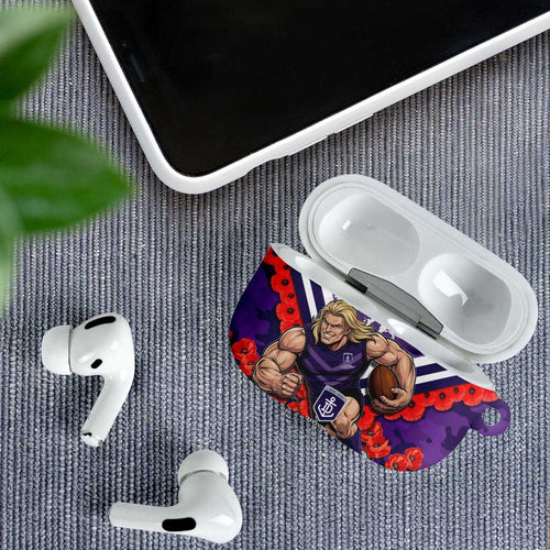Personalised Fremantle Dockers ANZAC AirPods Case Military Remembrance Australian Football Mascot Camouflage