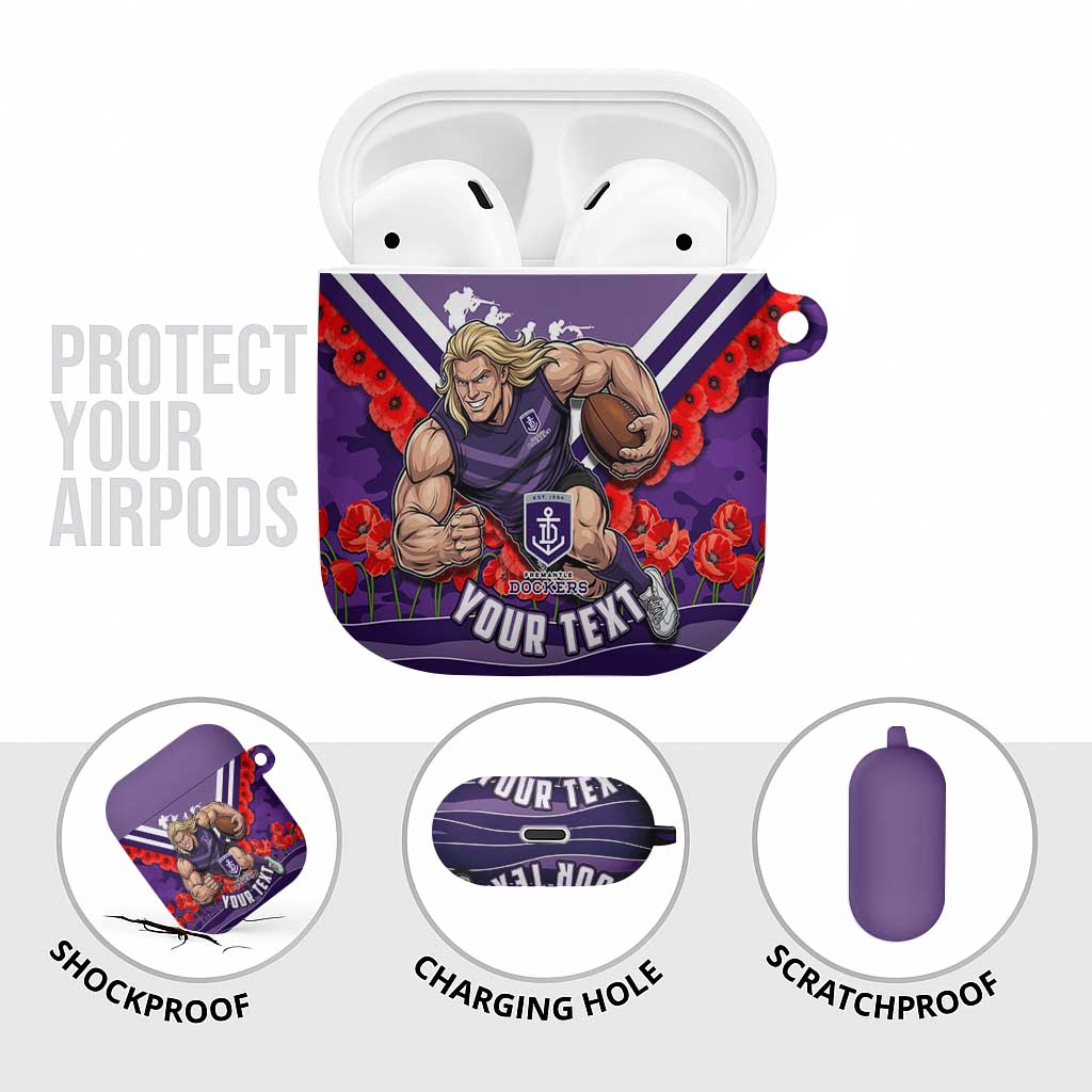 Personalised Fremantle Dockers ANZAC AirPods Case Military Remembrance Australian Football Mascot Camouflage