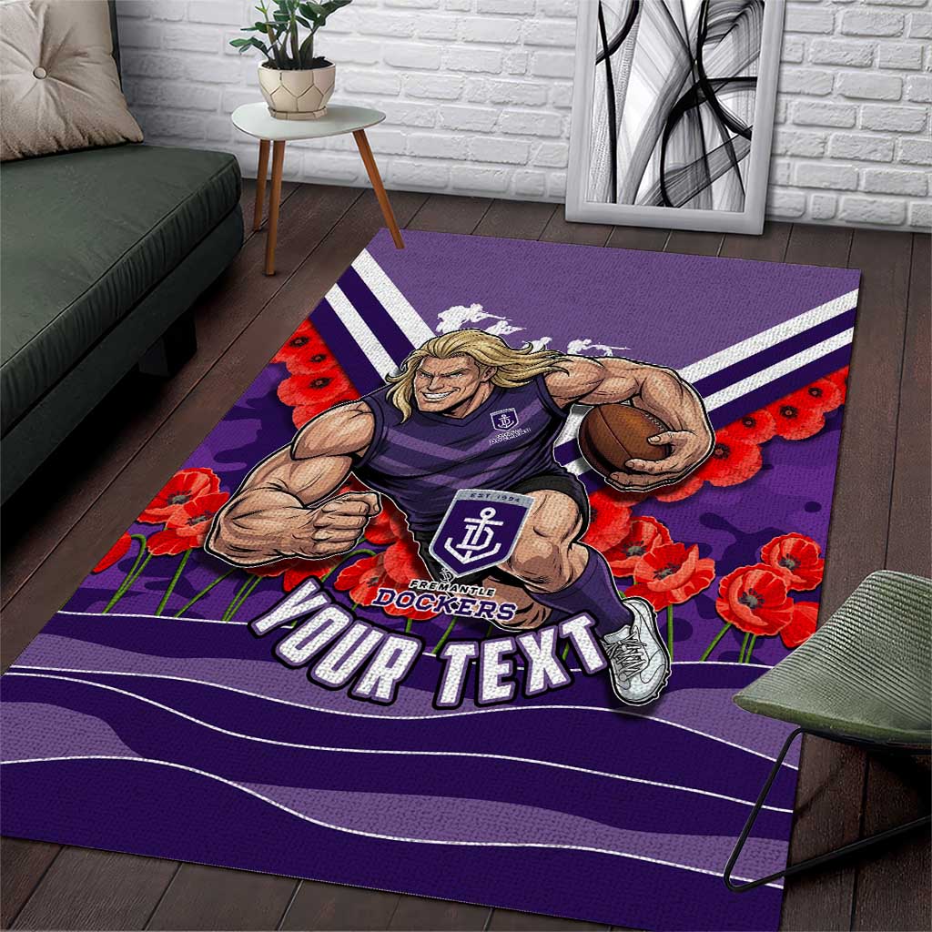 Personalised Fremantle Dockers ANZAC Area Rug Military Remembrance Australian Football Mascot Camouflage