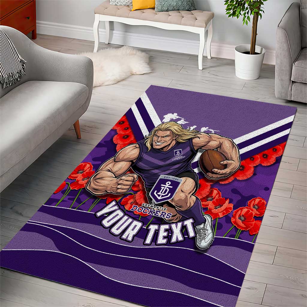 Personalised Fremantle Dockers ANZAC Area Rug Military Remembrance Australian Football Mascot Camouflage