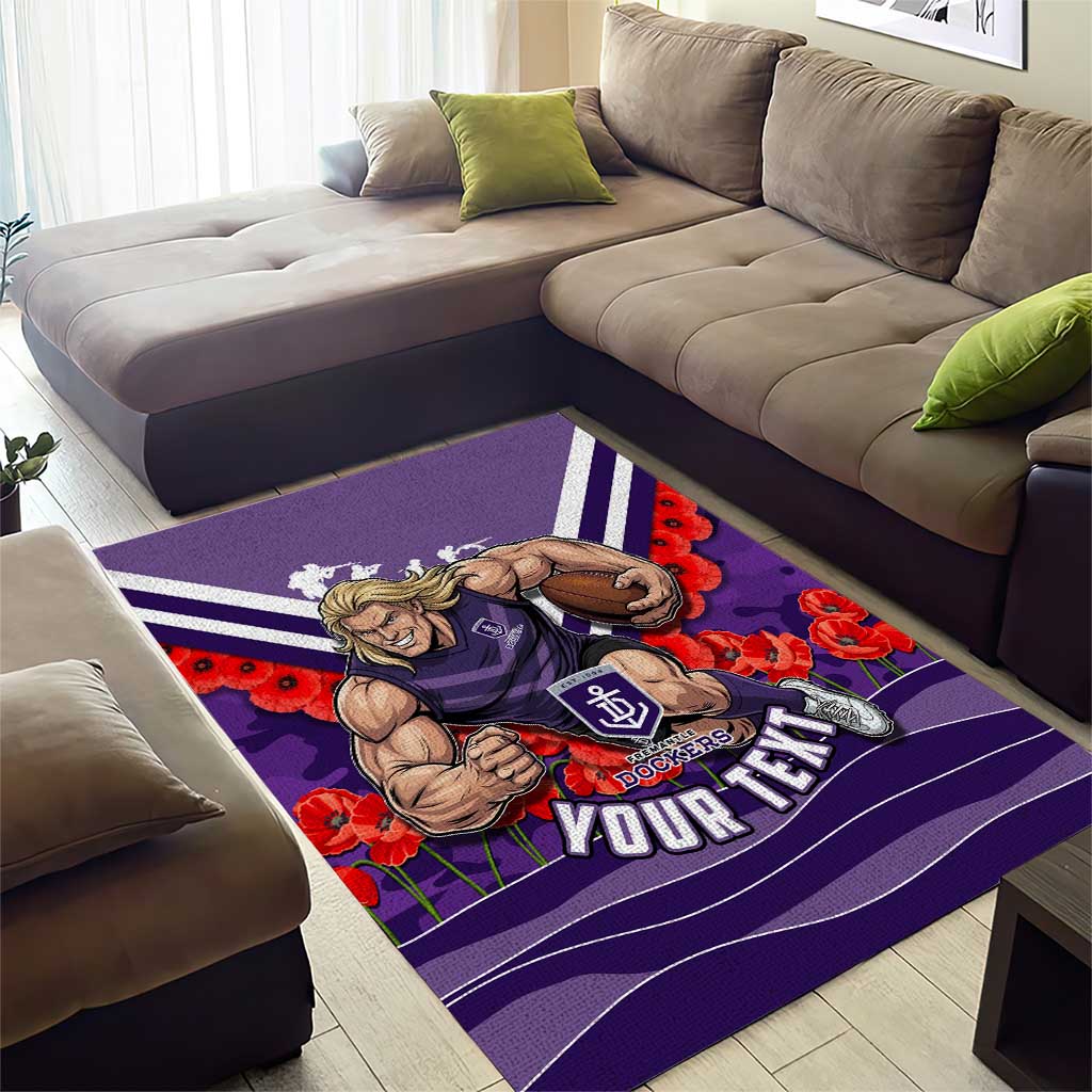 Personalised Fremantle Dockers ANZAC Area Rug Military Remembrance Australian Football Mascot Camouflage