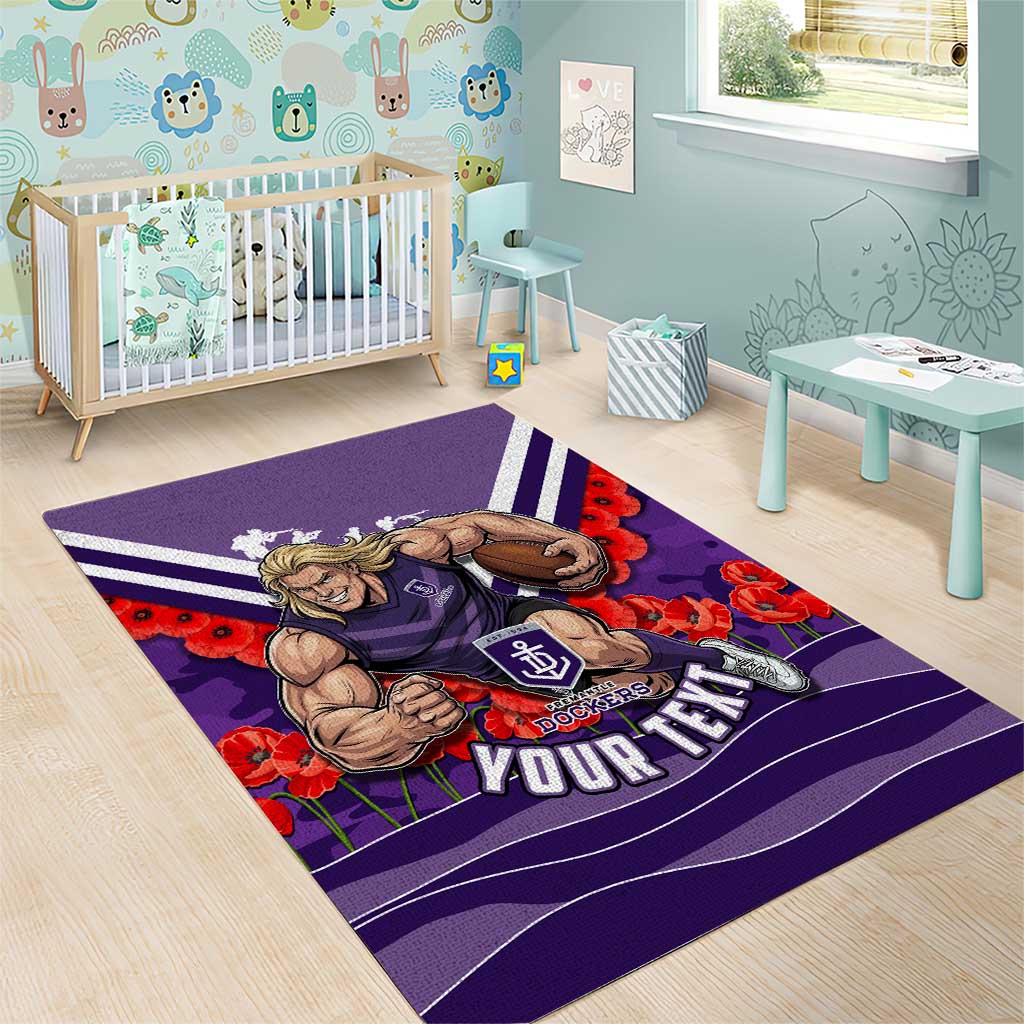 Personalised Fremantle Dockers ANZAC Area Rug Military Remembrance Australian Football Mascot Camouflage